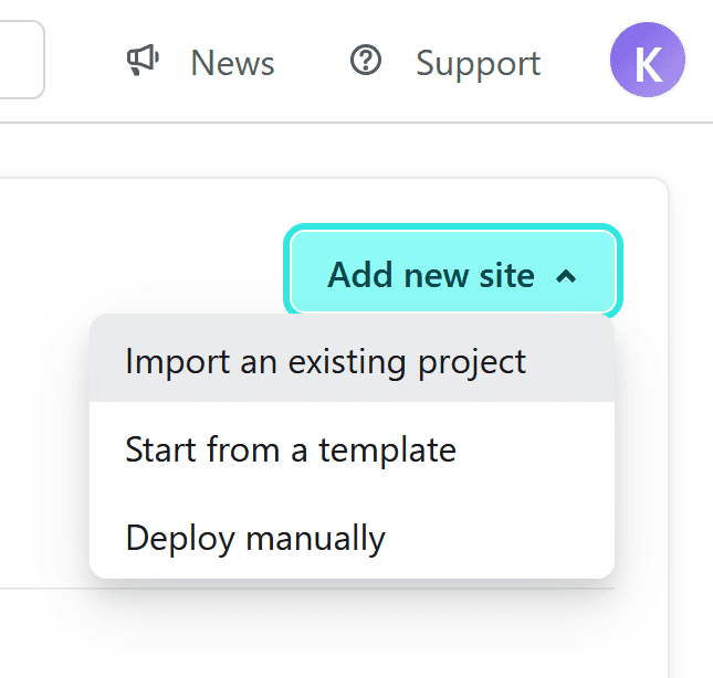 Import an exisiting project