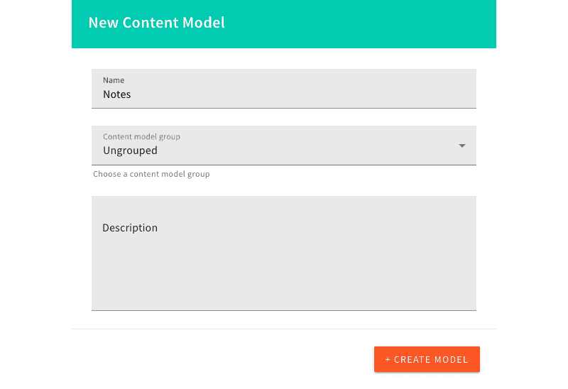 Fill out the New Content Model dialog