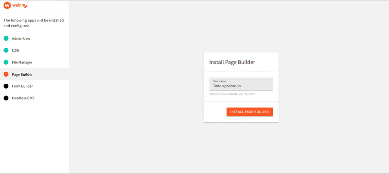 Installing the Page Builder application